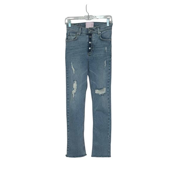 Revice Button Fly High Rise Distressed Jeans Raw Hem size 27 - Picture 1 of 8